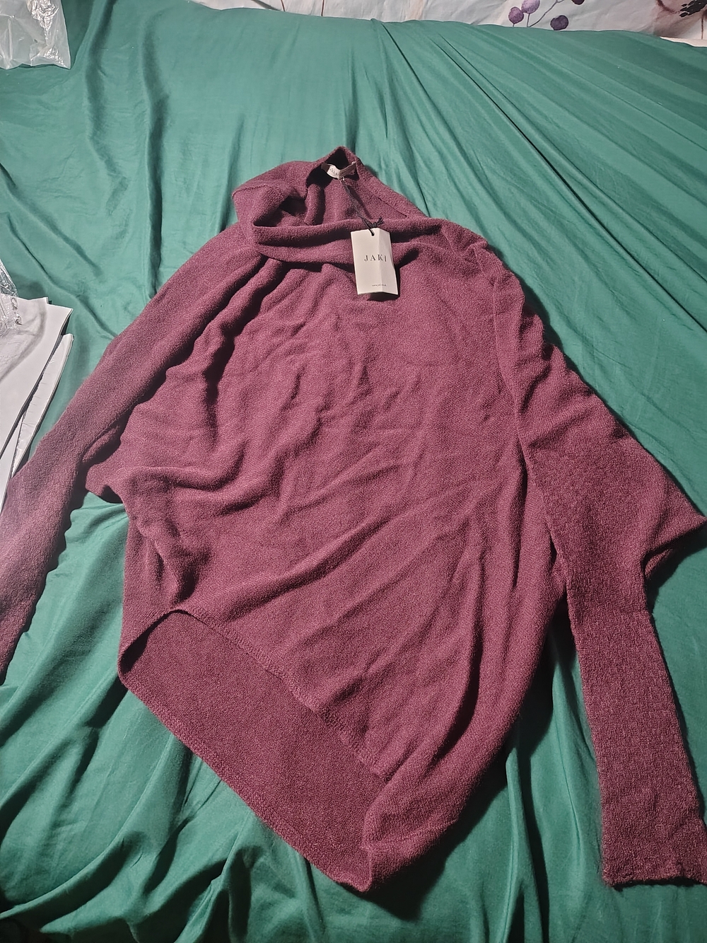 JAKI Plum Asymmetric Sweater - Cozy Lightweight Knit